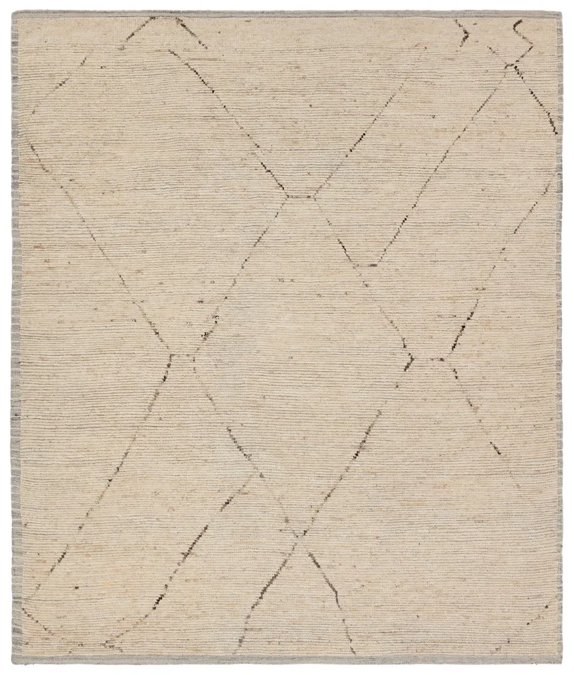 Tepal Hand-Knotted Trellis Cream/ Brown Area Rug (9'X12')