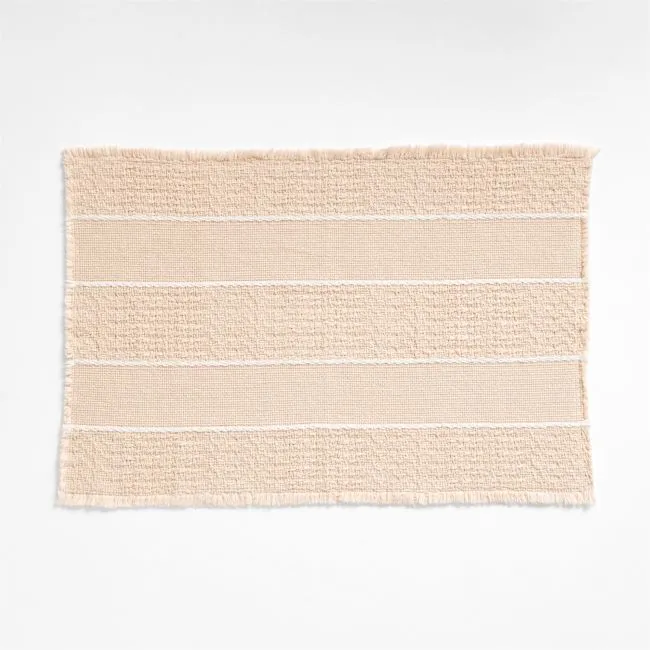 Jacquard Stripe Undyed and Crisp White Bath Mat 24"x36"