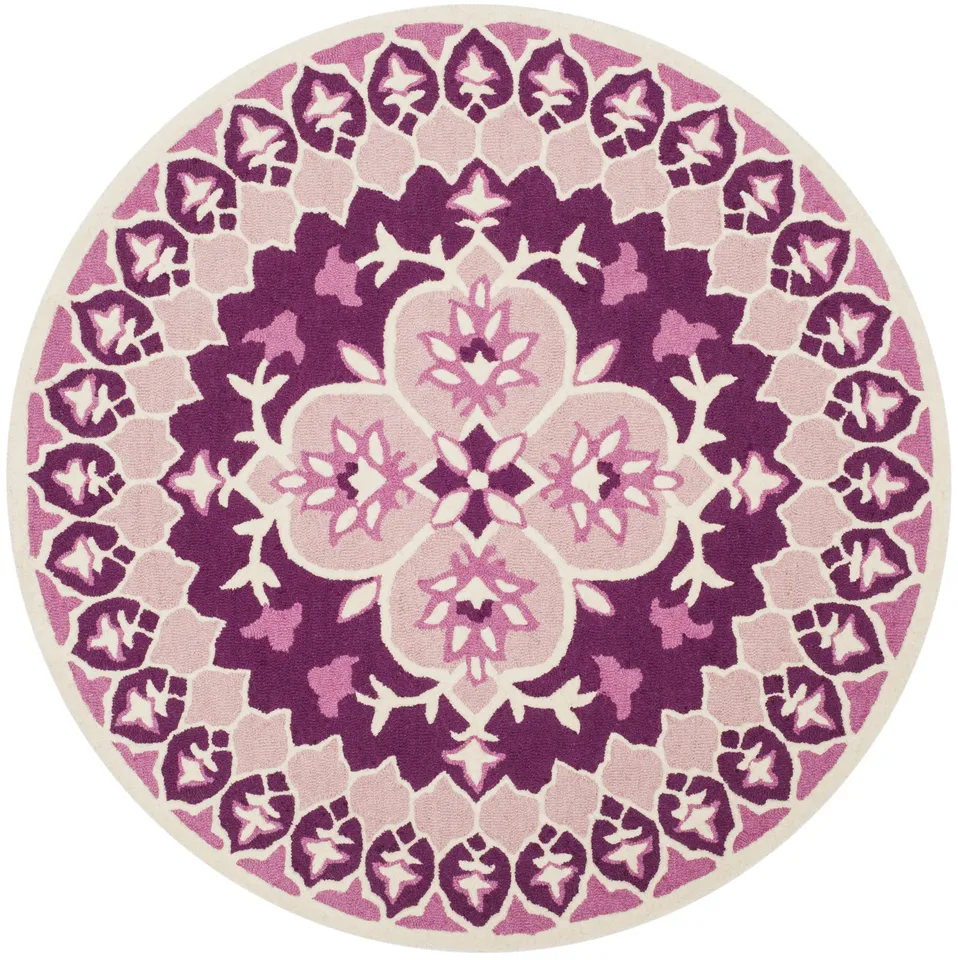 Arlo Home Hand Tufted Area Rug, BLG610A, Pink/Ivory,  5' X 5' Round