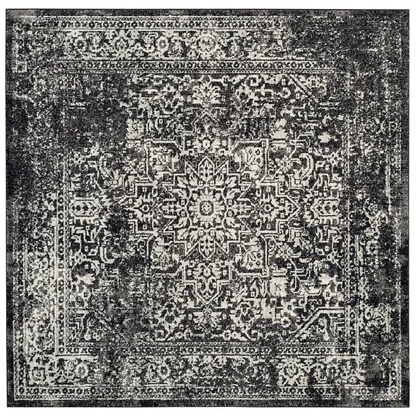 Evermere Distressed Medallion Grey Area Rug