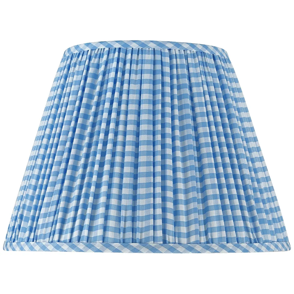 Springcrest Gingham Blue Plaid Pleated Cotton Empire Shade (9x16x11)