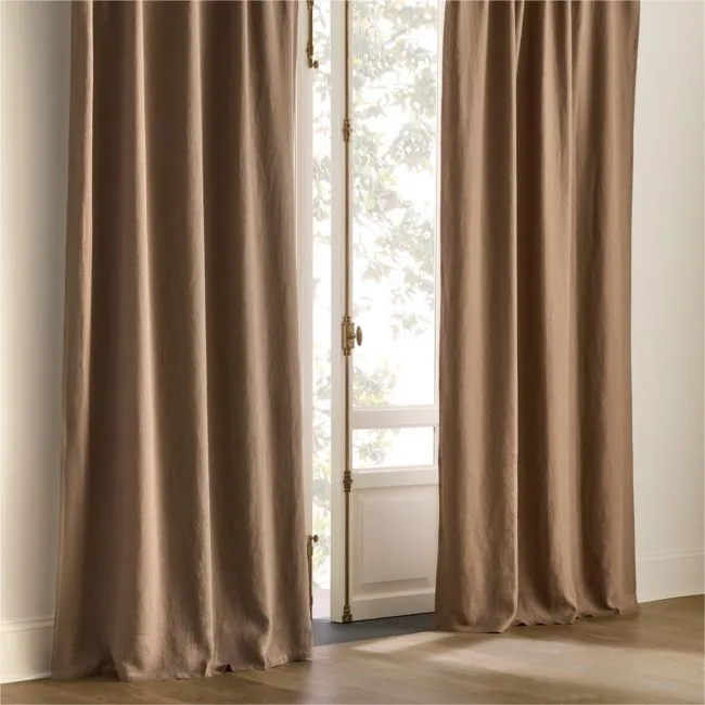 Cocoa Brown European Linen Blackout Window Curtain Panel 48''x96''