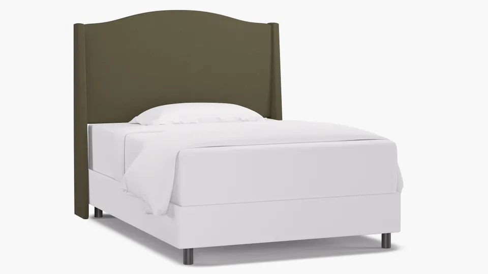 Classic Wingback Headboard, Olive Everyday Linen, Full