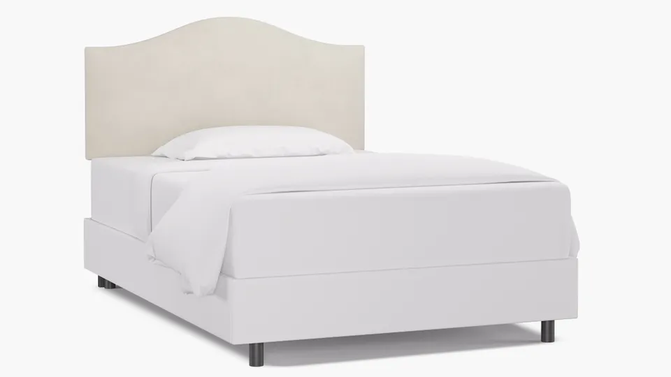 Camelback Headboard, White Classic Velvet, Full
