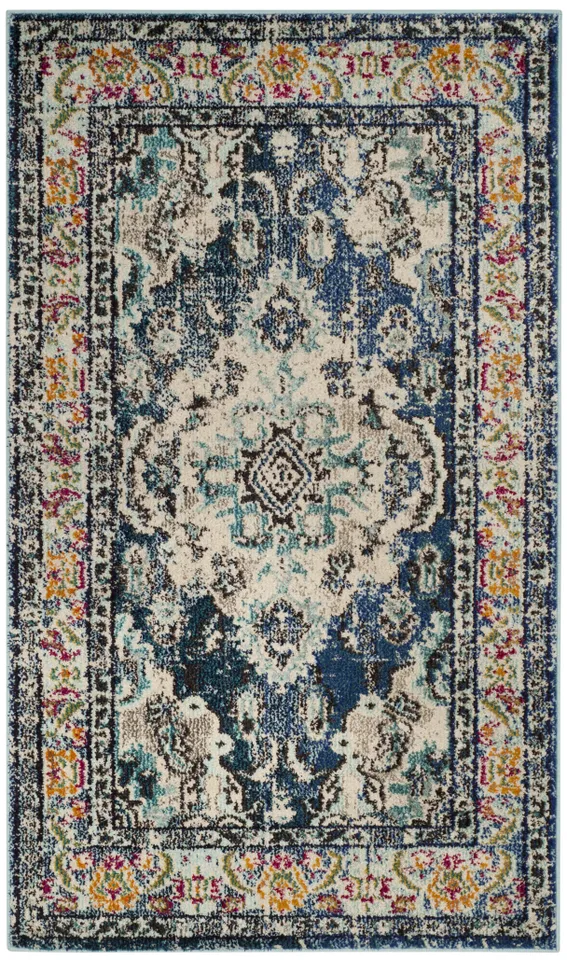 Arlo Home Woven Area Rug, MNC243N, Navy/Light Blue,  3' X 5'