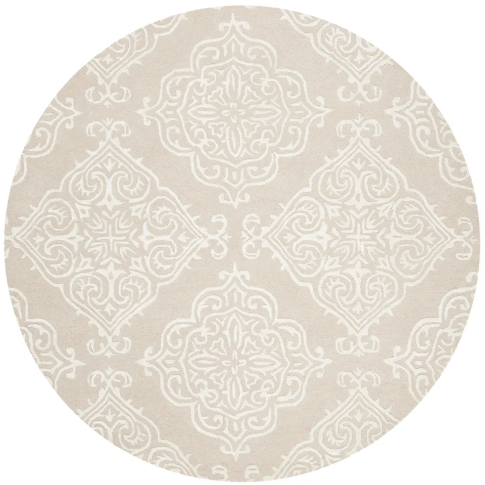 Arlo Home Hand Tufted Area Rug, GLM568E, Beige/Ivory,  6' X 6' Round