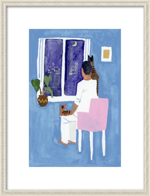 Look at the cat and the moon by Hiroyuki Izutsu for Artfully Walls