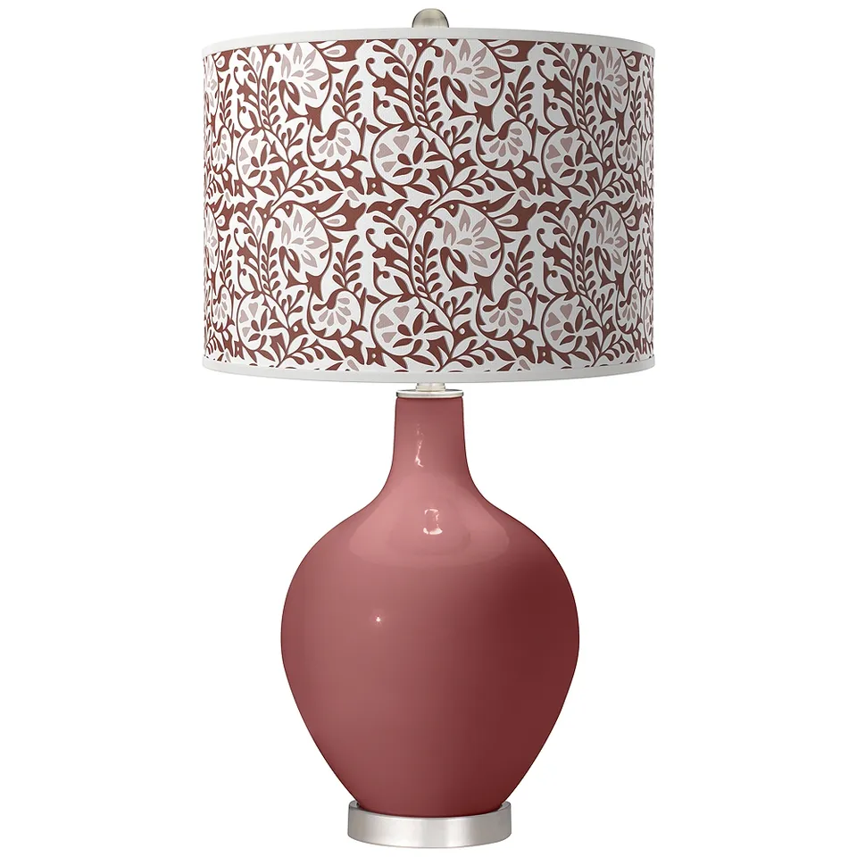 Color Plus Ovo 28 1/2" Gardenia Shade Toile Red Table Lamp