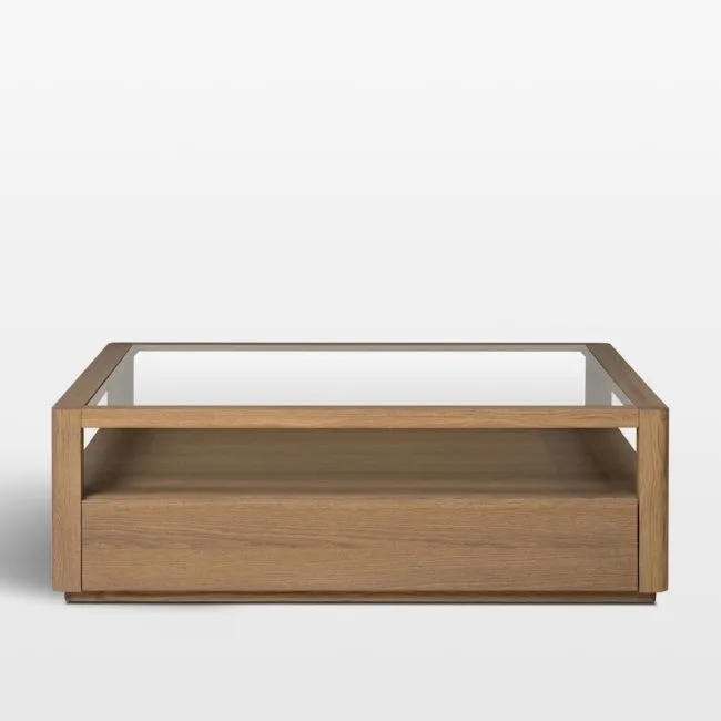Kofi Brown Oak and Glass 50" Coffee Table