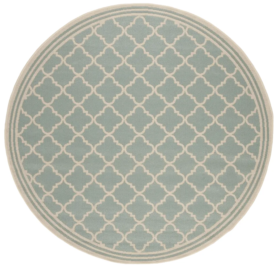 Arlo Home Indoor/Outdoor Woven Area Rug, LND121K, Aqua/Cream,  6' 7" X 6' 7" Round