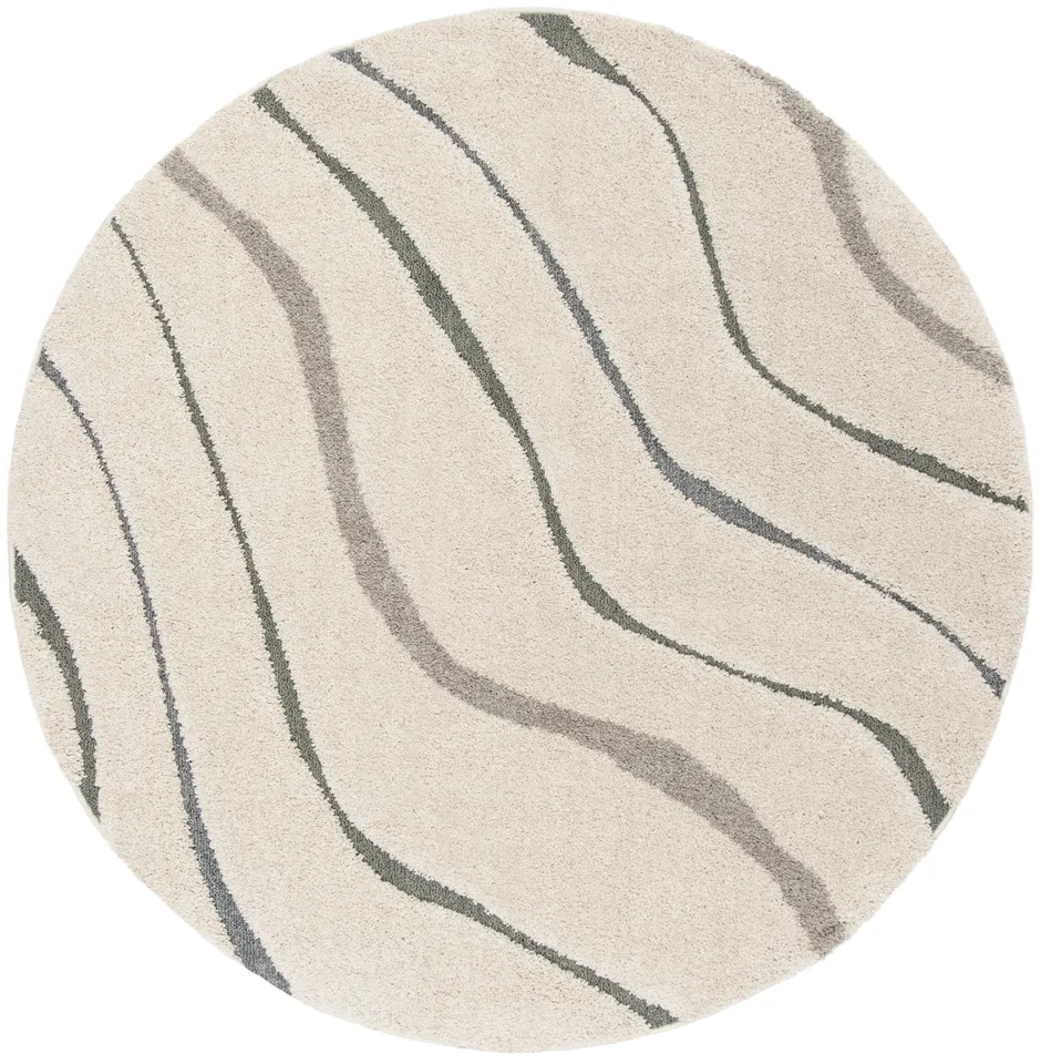Arlo Home Woven Area Rug, SG472-1160, Cream/Light Blue,  6' 7" X 6' 7" Round