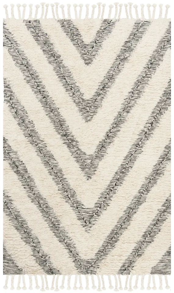 Arlo Home Hand Knotted Area Rug, KNY901H, Black/Ivory,  6' X 9'