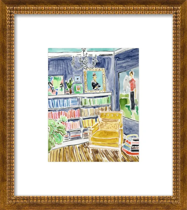 Bookshelf with Paintings by Kate Lewis for Artfully Walls