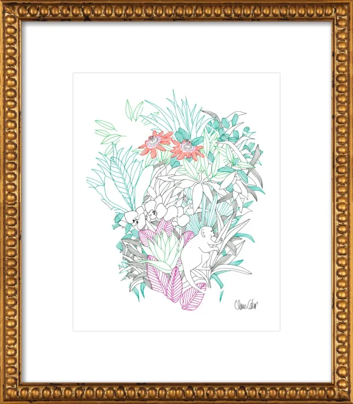 Passionflowers, orchids and the squirrel monkey  by Claire Colin for Artfully Walls