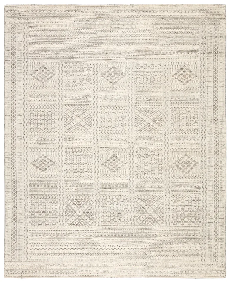 Jadene Hand-Knotted Geometric White/ Light Gray Area Rug (8'X11')