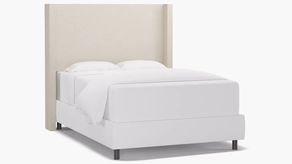 Modern Wingback Headboard, Snow Boucle, Full