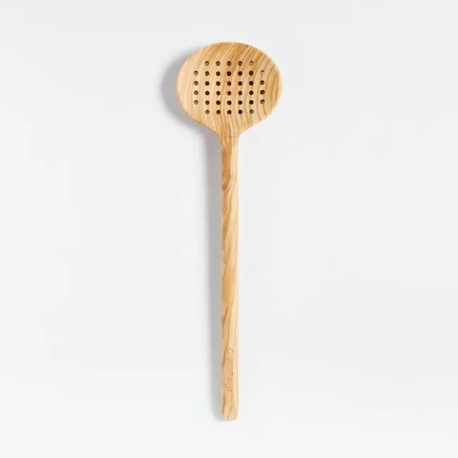 Crate & Barrel Olivewood Slotted Spoon
