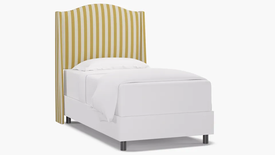 Classic Wingback Headboard, Citrine Cabana Stripe, Twin
