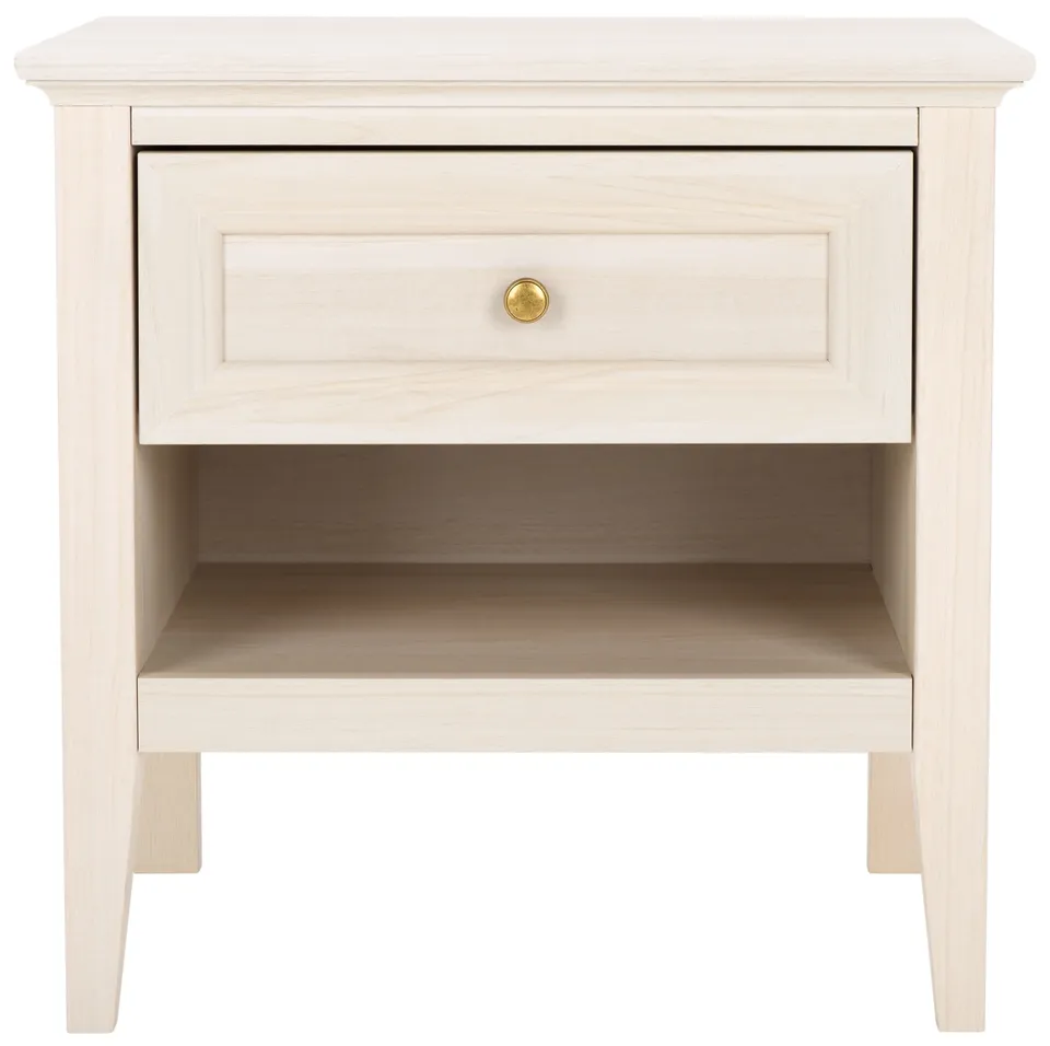 Sondra 2 Drawer Nightstand - Bleached White / Gold