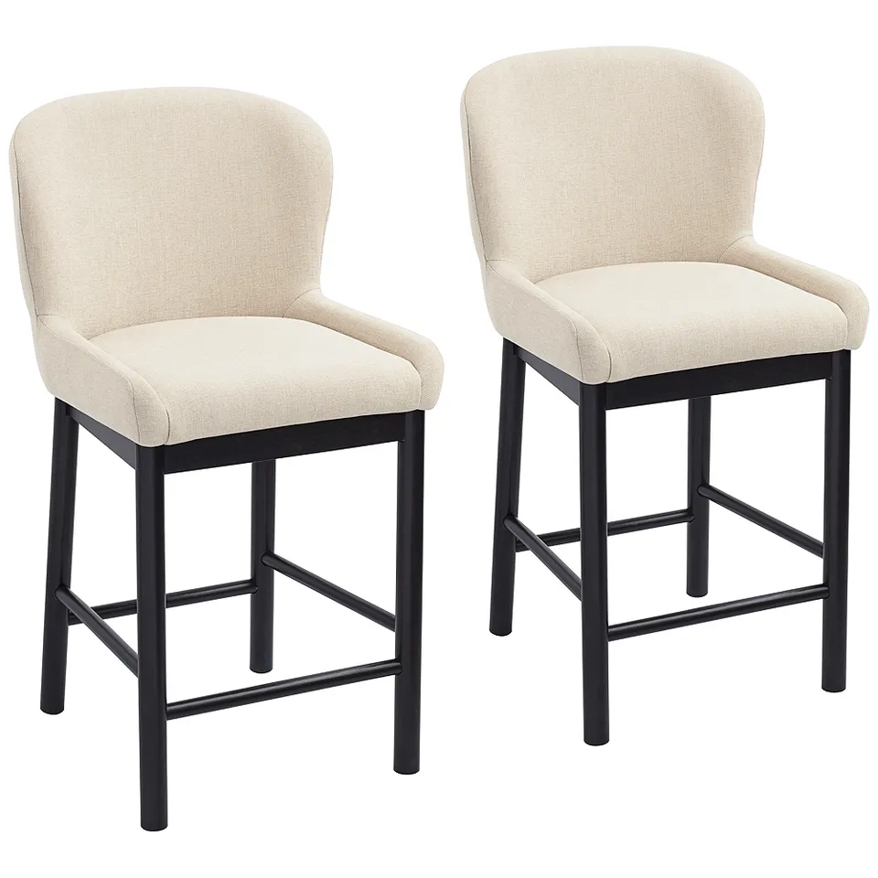 Possini Euro Gia 26 1/2"H Valdese Oatmeal Black Counter Stool Set of 2
