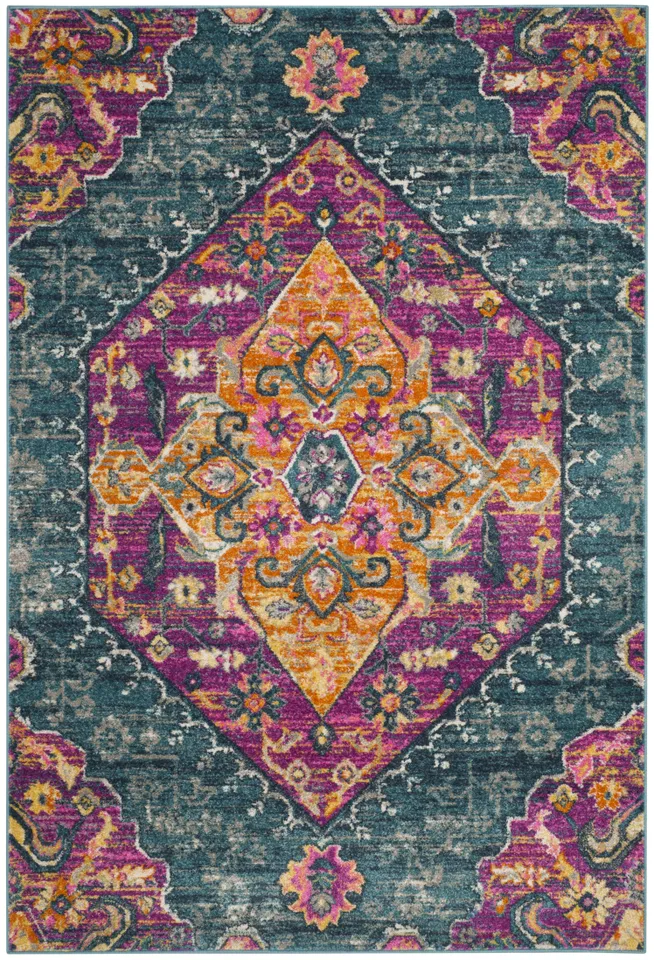 Arlo Home Woven Area Rug, MAD119C, Blue/Fuchsia,  6' X 9'