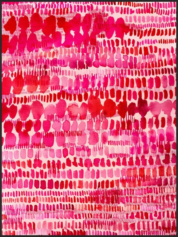 Pink and Red Watercolor Patterns Wall Art  by Paula Mills for Artfully Walls