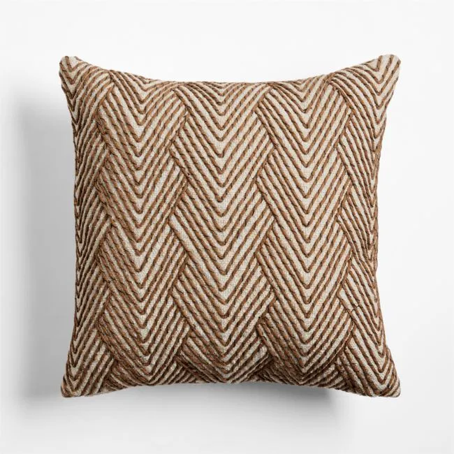 Kirra Embroidered 20"x20" Maple Brown Indoor/Outdoor Throw Pillow