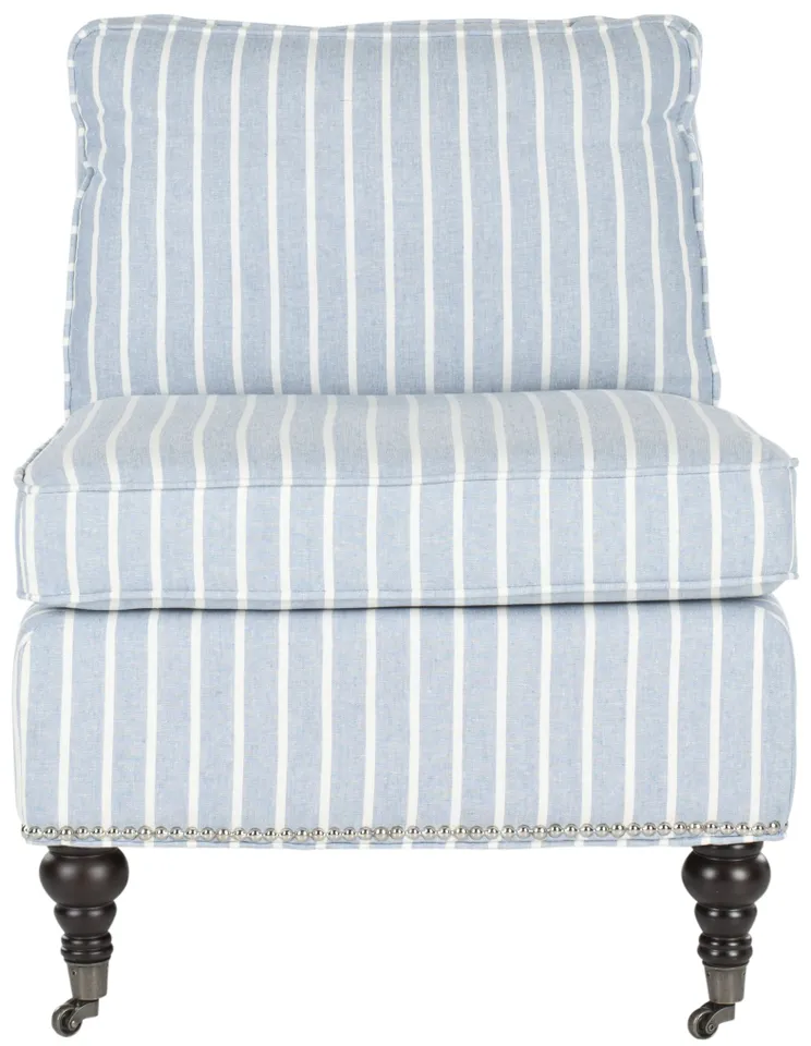 Randy Slipper Chair - Blue/White/Espresso