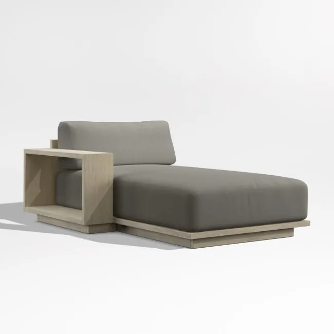 Mallorca Wood Left-Arm Outdoor Chaise Lounge with Canvas Charcoal Sunbrella ® Cushions