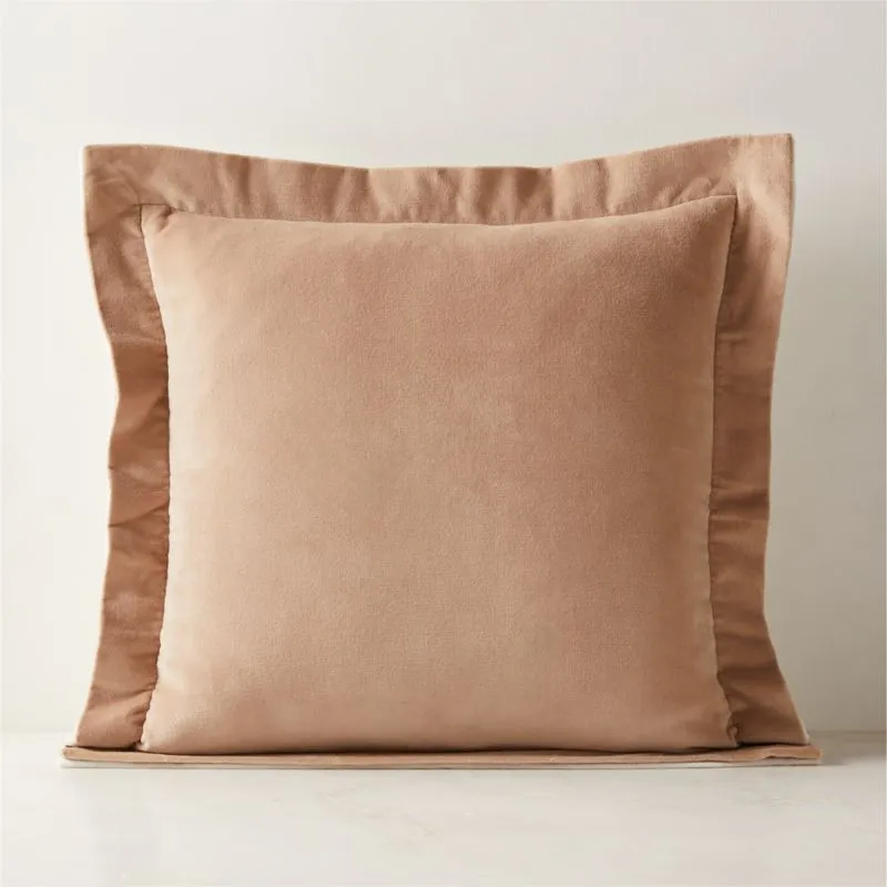 Evie Sand and Cream Velvet Reversible Throw Pillow Cover 20"x20"