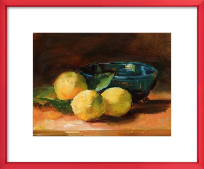Lemons and Blue Bowl by Georgesse Gomez for Artfully Walls