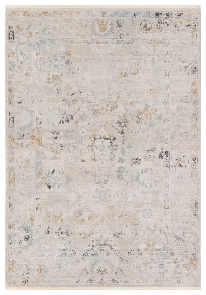 Trifine Floral Gray/Cream Area Rug (6'7"X9'6")