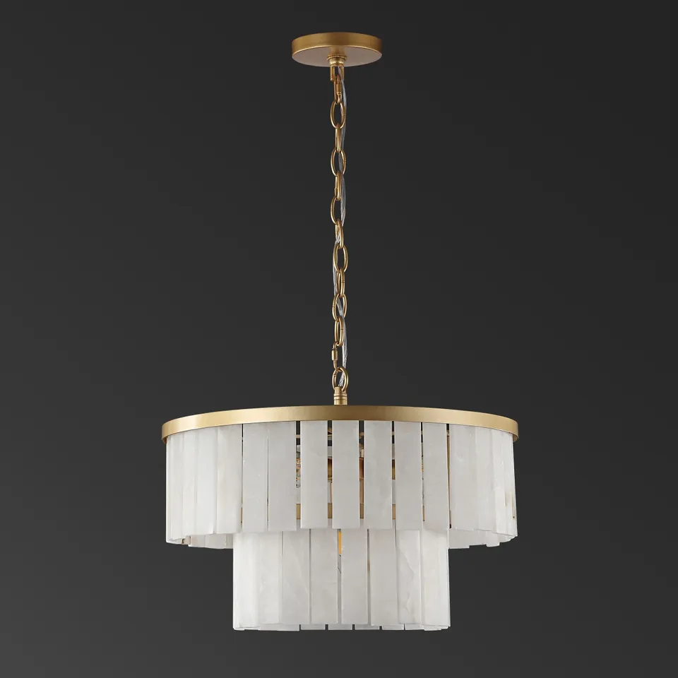 Safavieh Couture Kiandra Marble 2 Tier Chandeli - Gold/White