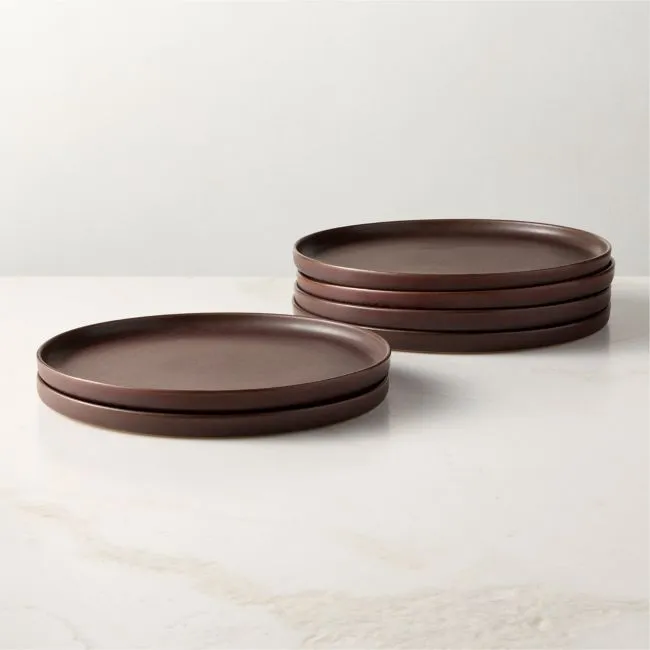 Drift Chocolate Brown Dinner Plates with Reactive Glaze Set of 6