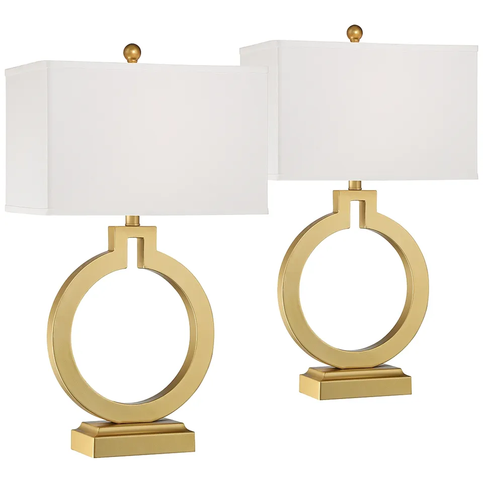 Possini Euro Lauren 28 1/2" Gold Ring USB Table Lamps Set of 2