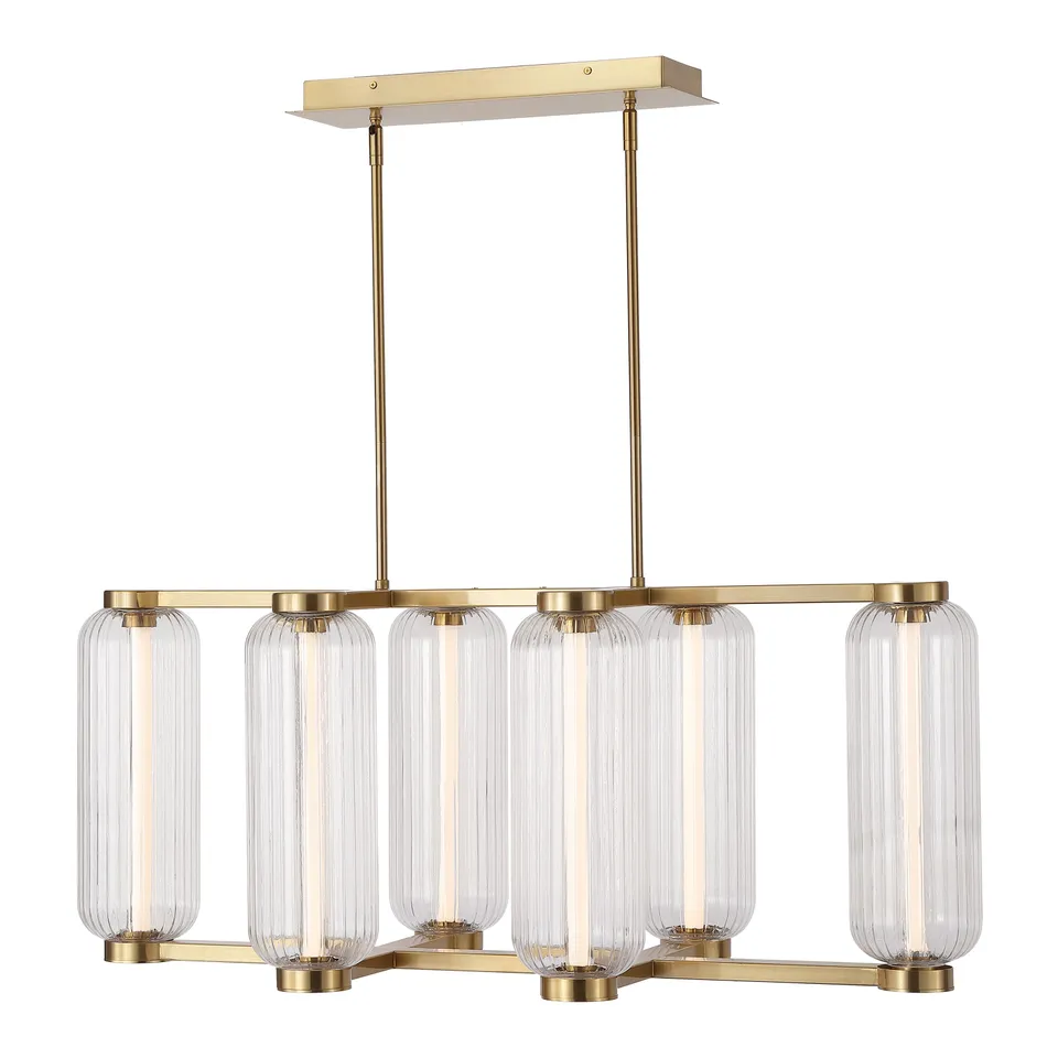 Safavieh Couture Cyndy Rectangle Glass Chandelier, Gold / Clear