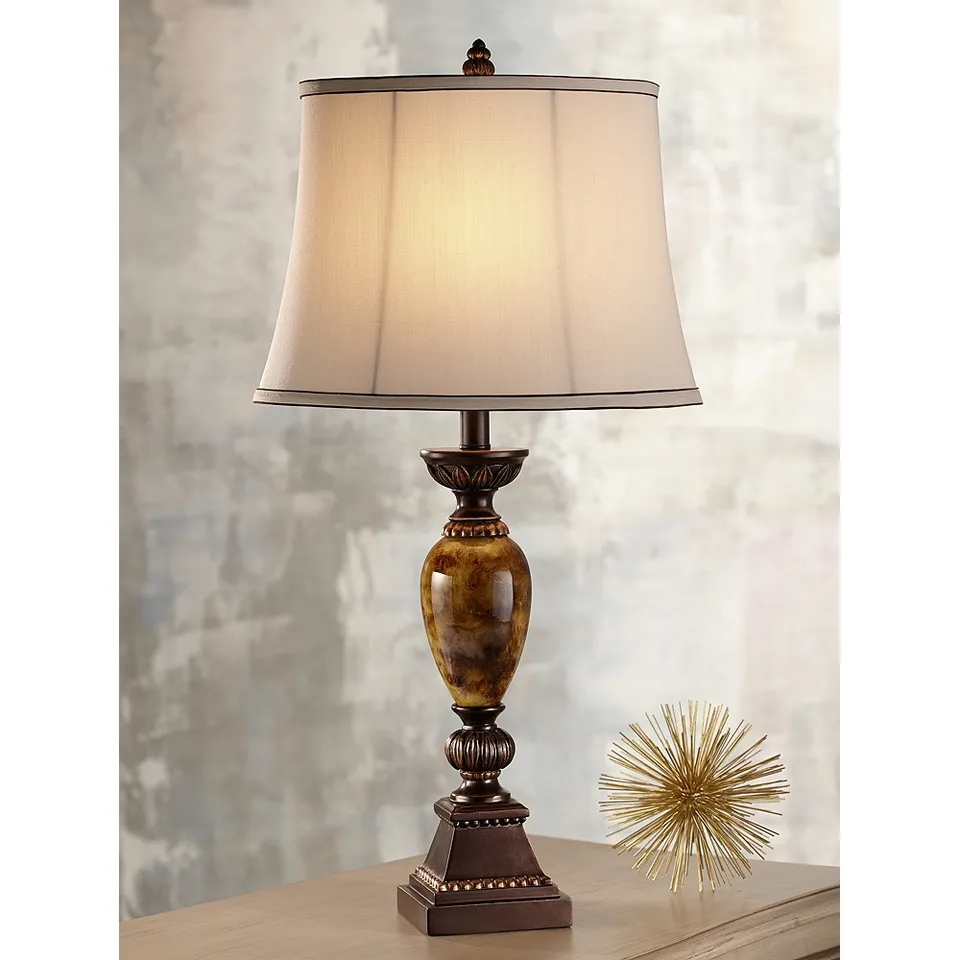 Regency Hill Mulholland Marbleized Lamp with Table Top Dimmer
