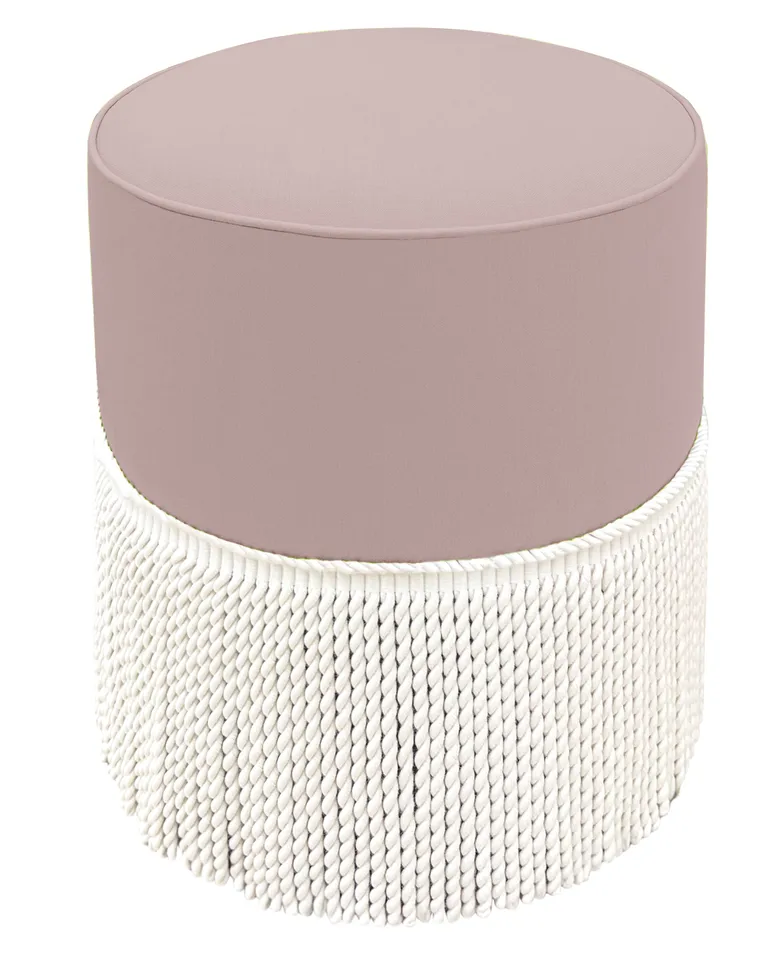THE TIGHT ROUND OTTOMAN :: CLASSIC LINEN // LILAC - 17" Diameter X 19" Height Without Bullion / Lilac