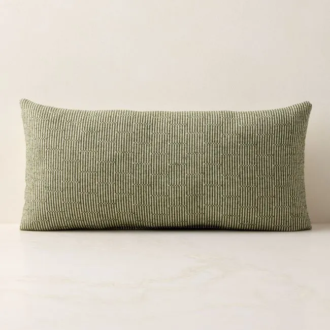 Sunbrella® Bolden Green Outdoor Lumbar Throw Pillow 24"x12"