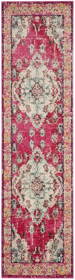 Arlo Home Woven Area Rug, MNC243D, Pink/Multi,  2' 2" X 10'
