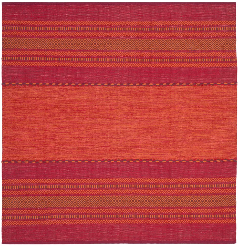 Arlo Home Hand Woven Area Rug, MTK215A, Orange/Red,  6' X 6' Square
