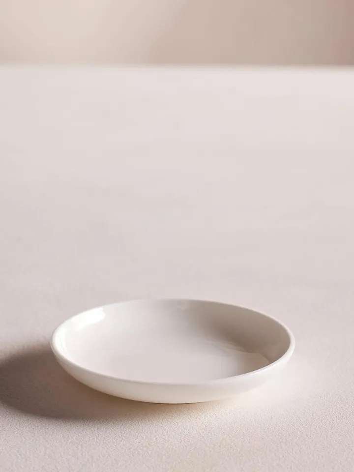 House Butter Dish, Bone China, White
