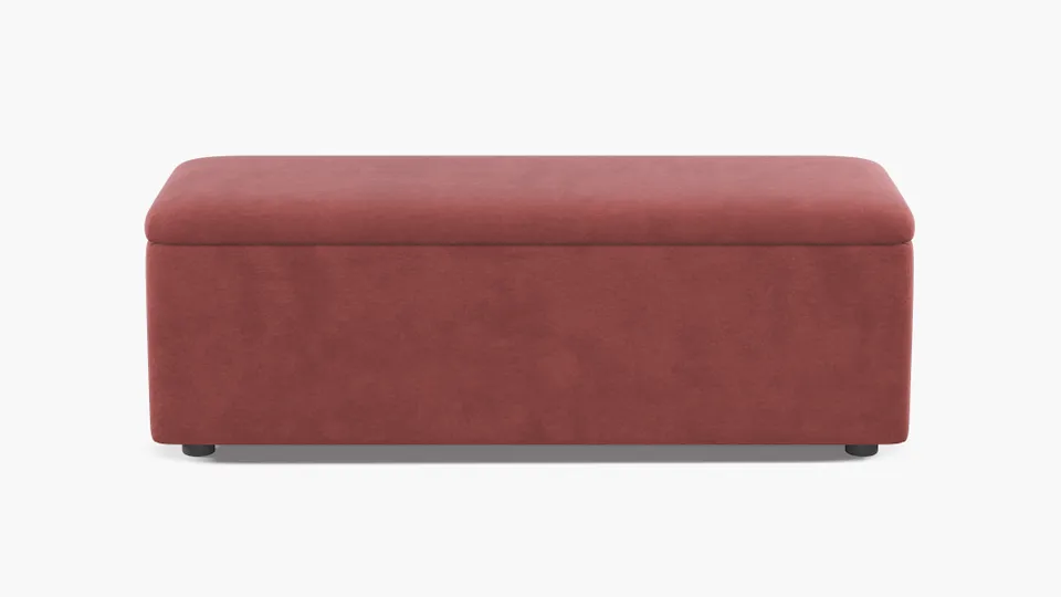 Classic Storage Bench, Coral Luxe Velvet