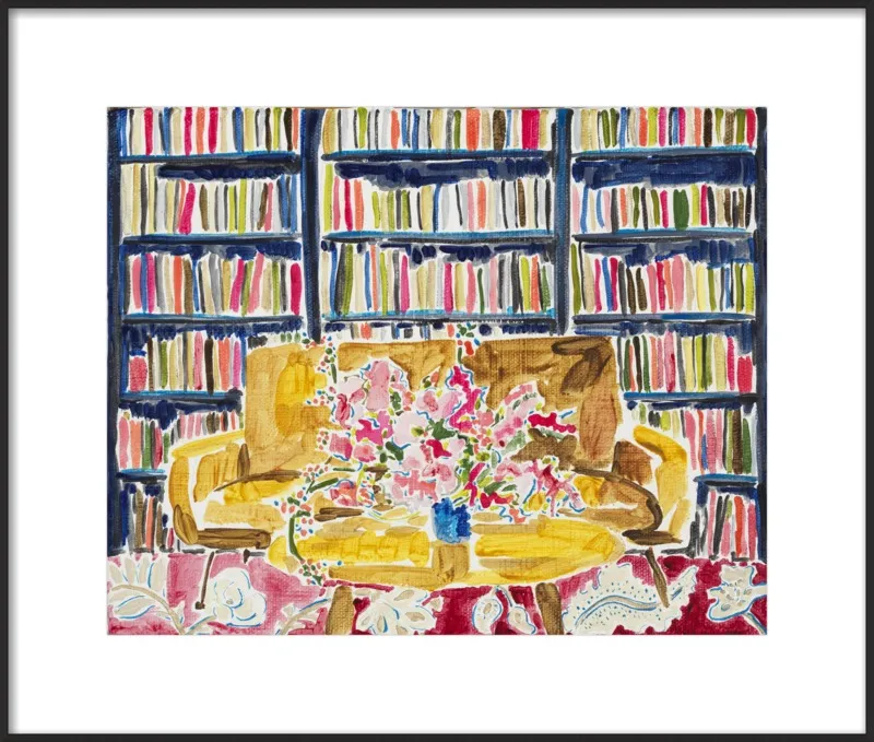 Library with Flowers by Kate Lewis for Artfully Walls