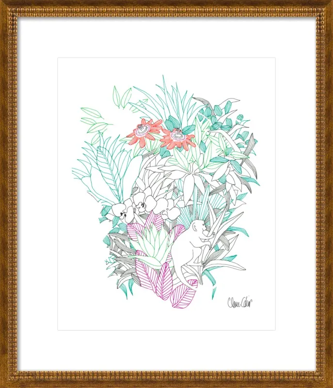 Passionflowers, orchids and the squirrel monkey  by Claire Colin for Artfully Walls