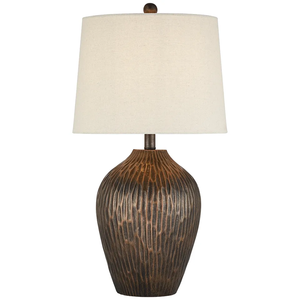 Possini Euro Novo 25 1/4" High Hammered Metallic Brown Table Lamp
