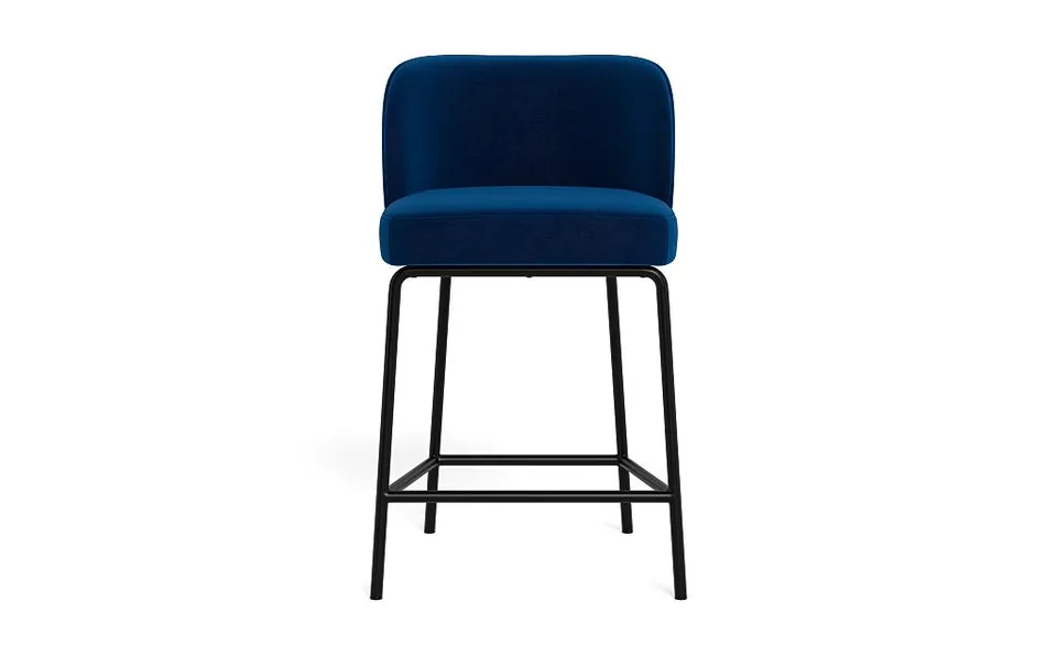 Graham Metal Framed Upholstered Counter Stool with Contrast Piping