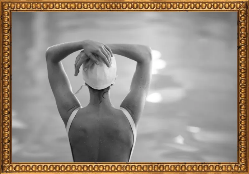 Woman Swimmer in a White Cap by Lucy Snowe for Artfully Walls