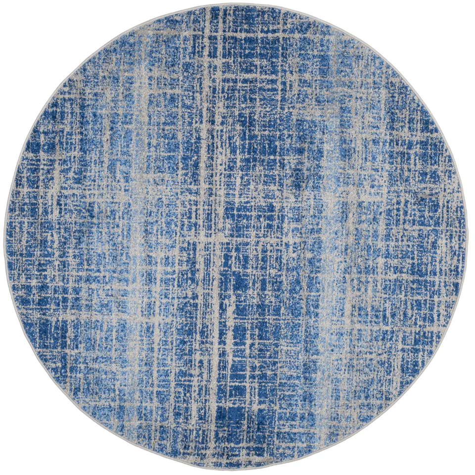 Arlo Home Woven Area Rug, ADR116D, Blue/Silver,  6' X 6' Round
