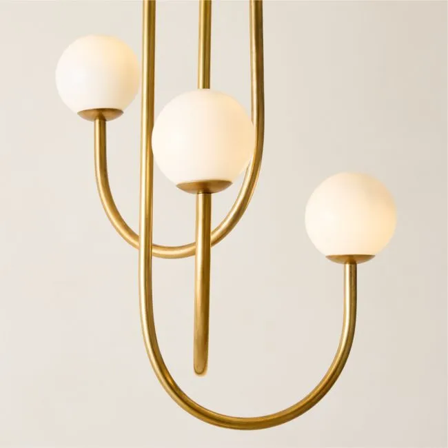 Terzo Aged Brass And Glass Pendant Light 21.2"